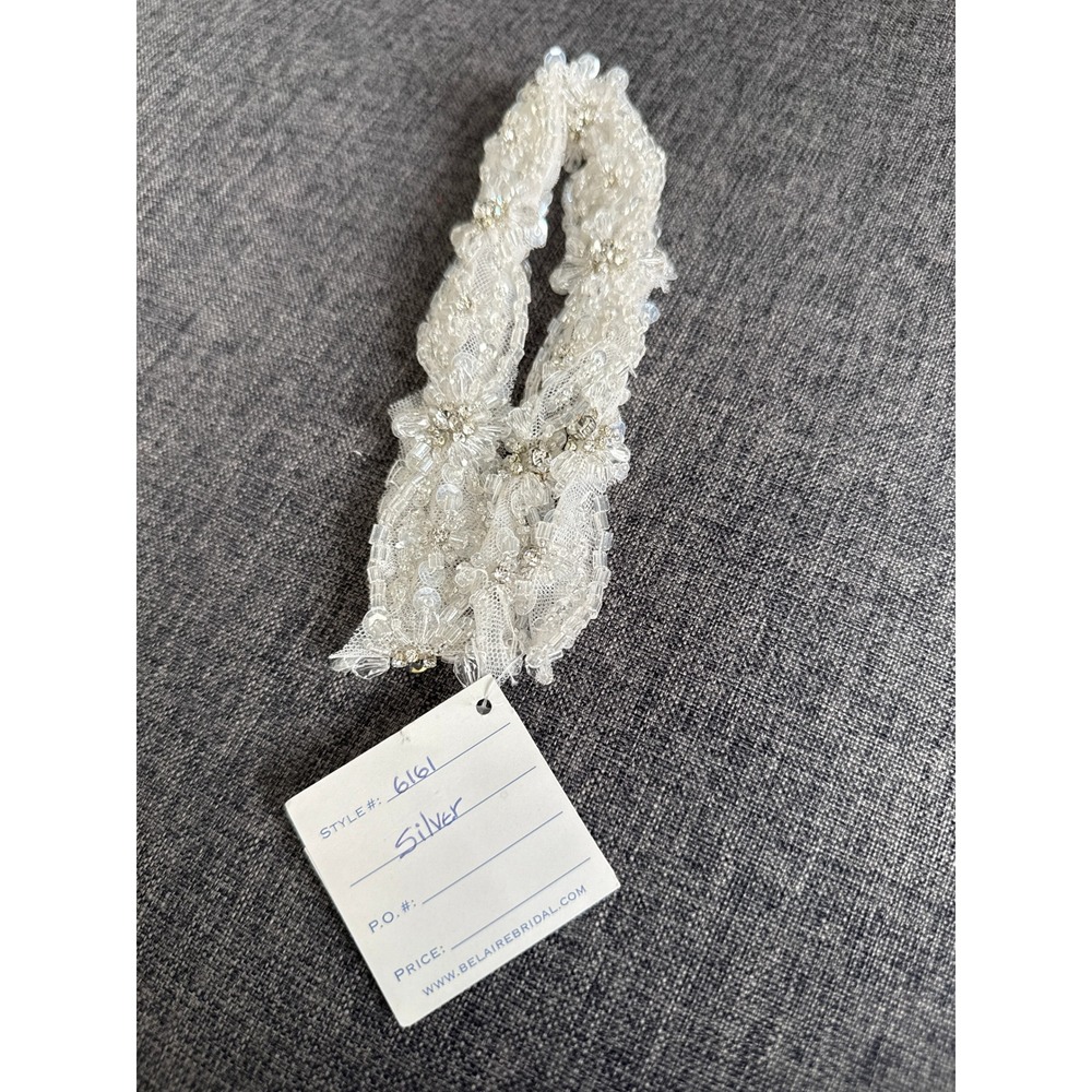 Bella Bridal Style 6161‎ Silver Beaded Lace Wedding Dress Sash Belt